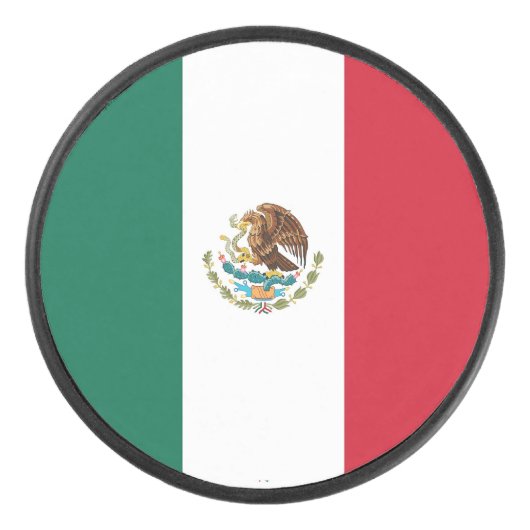 Patriottische hockey puck met Mexico vlag (Voorkant)