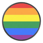 Patriottische hockey puck met Rainbow Pride vlag (Voorkant)