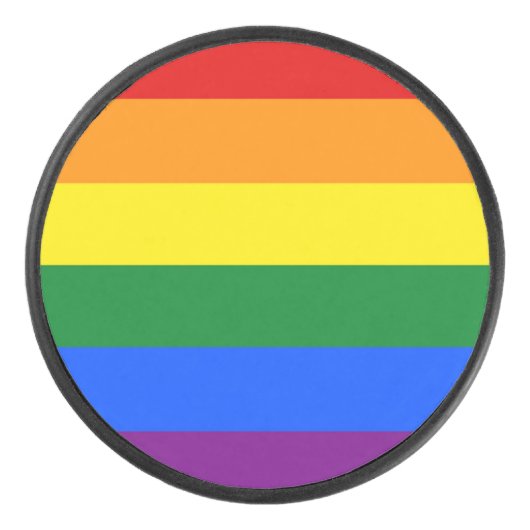 Patriottische hockey puck met Rainbow Pride vlag (Voorkant)