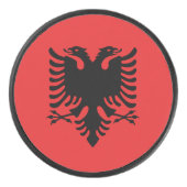 Patriottische hockey puck met vlag van Albanië (Voorkant)