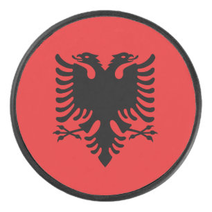 Patriottische hockey puck met vlag van Albanië