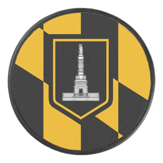 Patriottische hockey puck met vlag van Baltimore. (Voorkant)