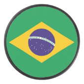 Patriottische hockey puck met vlag van Brazilië (Voorkant)
