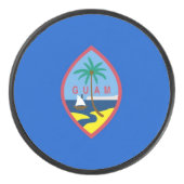Patriottische hockey puck met vlag van Guam (Voorkant)