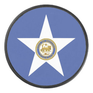 Patriottische hockey puck met vlag van Houston