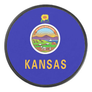 Patriottische hockey puck met vlag van Kansas