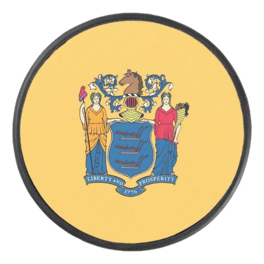 Patriottische hockey puck met vlag van New Jersey (Voorkant)