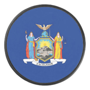 Patriottische hockey puck met vlag van New York