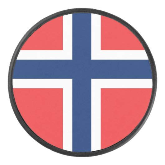 Patriottische hockey puck met vlag van Noorwegen (Voorkant)