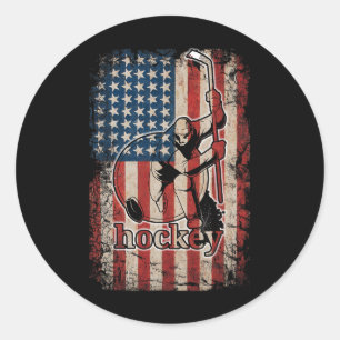 Patriottische Hockey Vlag Usa Amerikaans Voor Hock Ronde Sticker