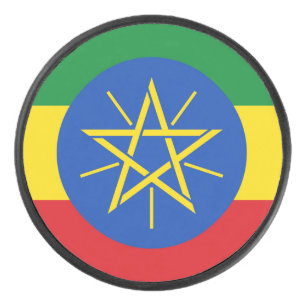 Patriottische hockeypuck met vlag van Ethiopië Hockey Puck