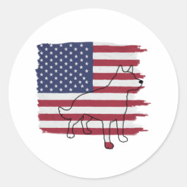 Patriottische Hond Amerikaanse Vlag Vintage Ronde Sticker