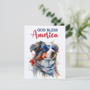 Patriottische Hond-Australian Shepherd 4 juli kaar Feestdagenkaart
