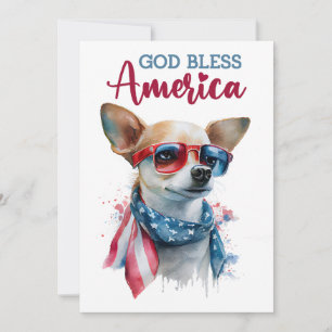 Patriottische Hond- Chihuahua 4 juli kaart