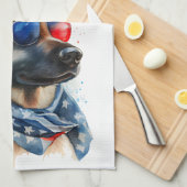 Patriottische hond-Duitse herder Theedoek (Quarter Fold)