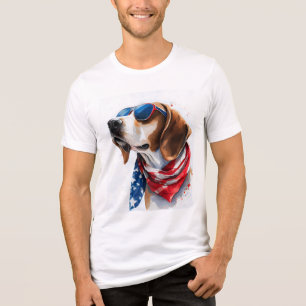 Patriottische hond Foxhound 4 juli Tri-Blend Shirt