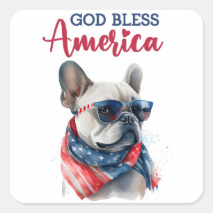 Patriottische Hond- Franse Bulldog Vierkante Sticker