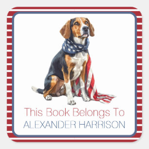 Patriottische Hond Gepersonaliseerde Boekplaat Vierkante Sticker