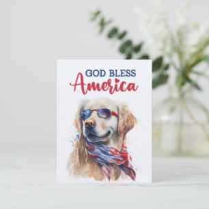 Patriottische Hond - Golden Retriever 4 juli kaart