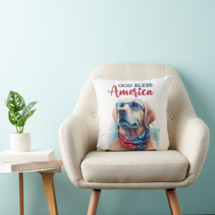 Patriottische Hond-Golden Retriever Kussen