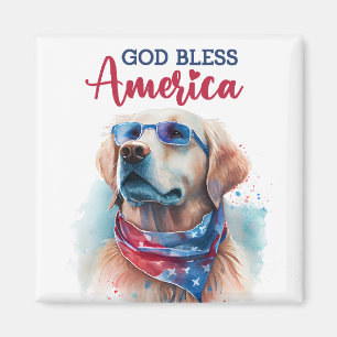 Patriottische Hond-Golden Retriever Magneet