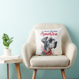 Patriottische Hond-Great Dane Kussen