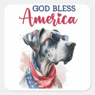 Patriottische Hond-Great Dane Vierkante Sticker