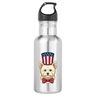 Patriottische Hond Hoed Vintage Vector Design_1 Waterfles