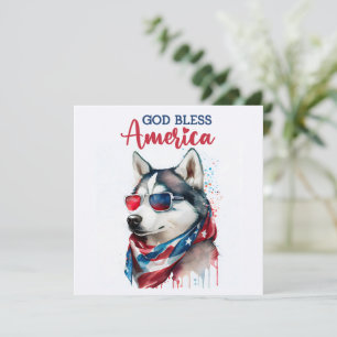 Patriottische Hond-Husky 4 juli kaart