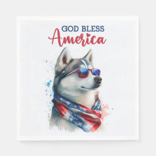 Patriottische Hond-Husky Servet