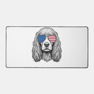 Patriottische hond met vlag zonnebril vintage vect bureaumat