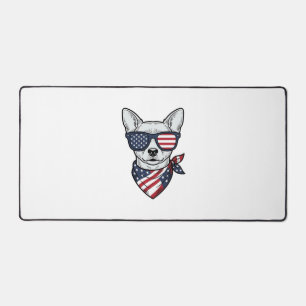 Patriottische hond met vlag zonnebril vintage vect bureaumat