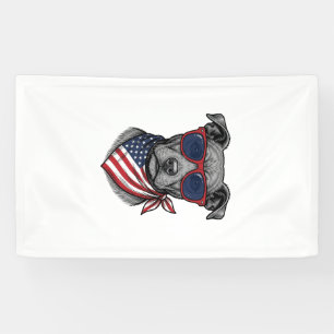 Patriottische Hond Met Zonnebril Vintage T-shirt O Spandoek