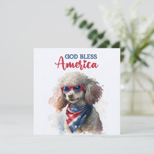 Patriottische Hond-Poodle 4 juli kaart
