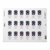 Patriottische hond Rood Wit Blauw Aangepast Terugk Etiket (Full Sheet)