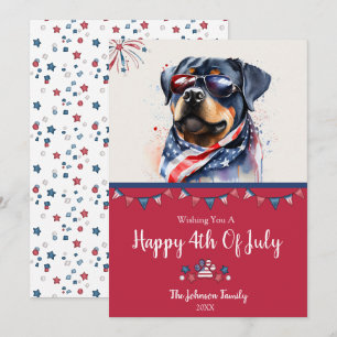 Patriottische Hond-Rottweiler 4 juli kaart