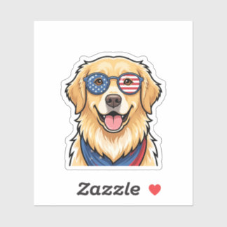 Patriottische hond USA-vlag zonnebril 4 juli Sticker