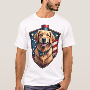 Patriottische Hond Vader Gouden Retriever Graveers T-shirt