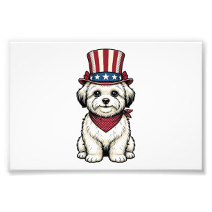 Patriottische Hond Vintage Gravure Vector Design_1 Foto Afdruk