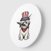 Patriottische Hond Vintage Gravure Vector Design_1 Grote Klok (Hoek)