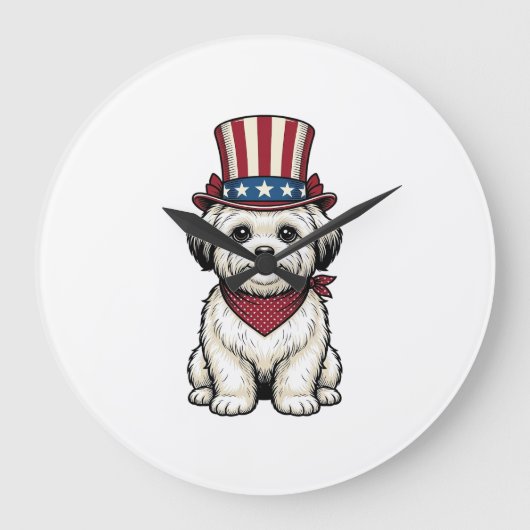 Patriottische Hond Vintage Gravure Vector Design_1 Grote Klok (Voorkant)