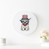 Patriottische Hond Vintage Gravure Vector Design_1 Grote Klok (Huis)