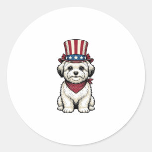 Patriottische Hond Vintage Gravure Vector Design_1 Ronde Sticker