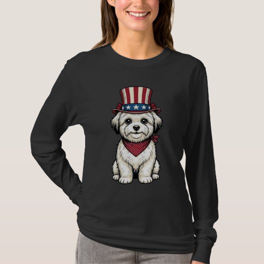 Patriottische Hond Vintage Gravure Vector Design_1 T-shirt (Voorkant)