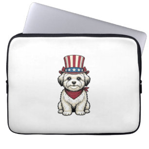 Patriottische Hond Vintage Gravure Vector Ontwerp_ Laptop Sleeve