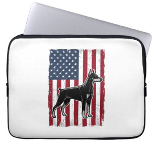 Patriottische Hond Vlag Vintage Vector T-shirt Ont Laptop Sleeve