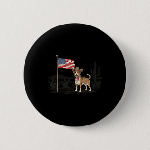 Patriottische Hond VS 4 juli Amerikaanse Vlag West Ronde Button 5,7 Cm