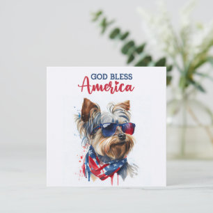 Patriottische Hond-Yorkie 4 juli kaart