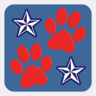 Patriottische honden in dienst met poten en sterre vierkante sticker
