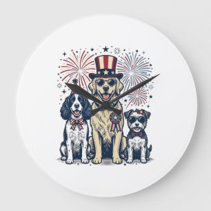 Patriottische Honden Trio Vintage Gravure Shirt On Grote Klok